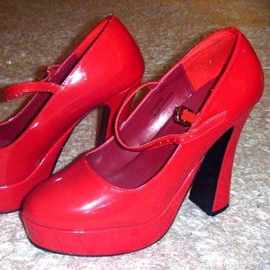 Pleaser Red Mary Jane Platform Boots Size 11